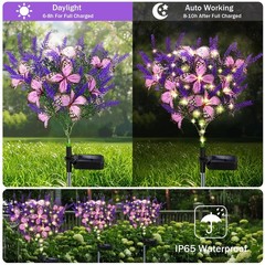 Solar Garden Lights Outdoor, 4 Pack Purple Lavender Solar Butterfly Lights Ga…