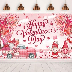 Large 72×44 Inch Valentines Day Background, Romantic Pink Happy Valentines Day