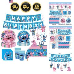 Vibrant 88PCS Stitch Birthday Decorations: Fun Plates, Cups & Swirls Included