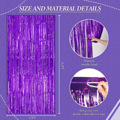 3 Pack Foil Fringe Backdrop – Purple Shiny Tinsel Curtains for Party Decoration/