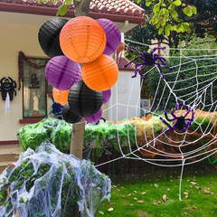12 Pcs Paper Lanterns Halloween Party Decorations Orange Black Purple Halloween
