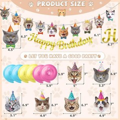 Cat Theme Birthday Party Decorations,Cat Decoration Happy Multi