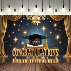 Polyester Graduation Banner for School Celebrations & Events Decorative Backdrop