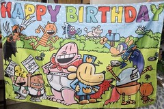 Captain Underpants and Dog Man Dave Pilkey Birthday Banner Backdrop 5ft x 3ft