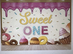 Sweet One Birthday Party Backdrop New in Pkg 70.8 x 43.3 Inch Sweet Donut Theme