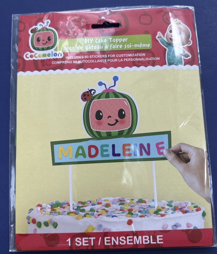COCOMELON BIRTHDAY DIY CAKE TOPPER SET WITH 80 STICKERS NEW SEALED