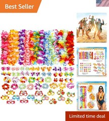 80 PCS Leis for Luau Party Decorations- Hawaiian Leis Bulk, Luau Party Glasse…