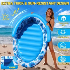 Inflatable Tanning Pool Lounger Float, 63″ x 39″ Sunbathing Inflatable Tannin…
