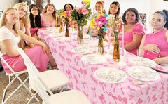 3 Pack Pink Birthday Bow Party Decorations Tablecloths, Large Size 54 X 108 Inch
