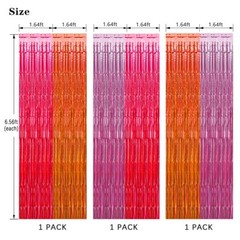 Pink Orange Party Decorations, Hot Pink Orange Pink Foil Fringe Backdrop Curt…