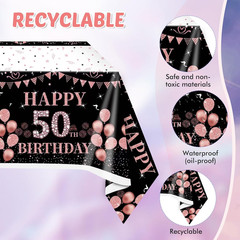 41Pcs 50Th Birthday Decorations for Women,Rose Gold Black 1976 Party Supplies Ki