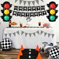 Race Car Birthday Party Decorations with Traffic Light Balloons,Automobile Pa…