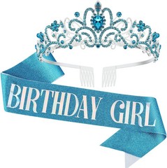 Elegant Birthday Tiara & Princess Sash Set – Perfect for Special Celebrations