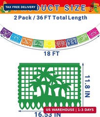 36 FT Cinco De Mayo Decorations, 2 Pack Mexican Party Banner, Plastic Fiesta Ban