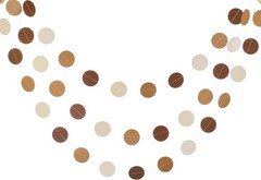 Brown Paper Garlands Hanging Circle Decoration Neutral Party Streamers, 30 Feet