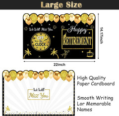 Happy Retirement Party Decorations Card for Men Women, Black Gold Large Retireme