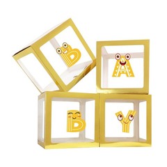 Onteftshop Baby Boxes Letters Party Decorations Transparent Gold 4pcs