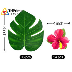 60Pcs Tropical Party Decorations Supplies Palm Middle, Multi Color