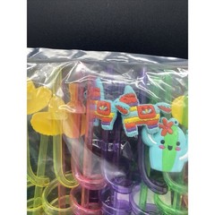 24 – Fiesta Party Hard Plastic Straw Set – Cinco de Mayo/Fiesta Theme Party