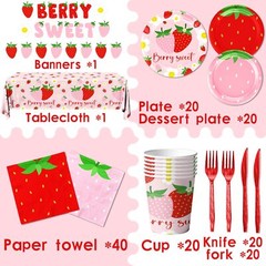 Strawberry Party DecorationsStrawberry Theme Birthday Party Tableware Set A B…