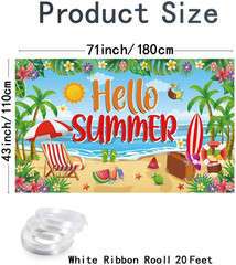 Summer Banner Summer Party Decoations 71X43 Inch Large Summer Beach Backdrop Ban