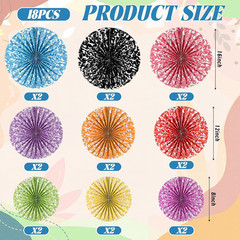18 Pack Paper Fans Textured Hanging Decor Classroom Party | Composition Notebook