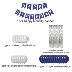 Blue Birthday Party Decorations Happy Birthday Decorations for Men with Banner