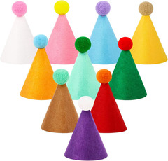 10 Pcs Mini Birthday Party Hats Multicolor Mini, Colorful Non-Woven Fabric