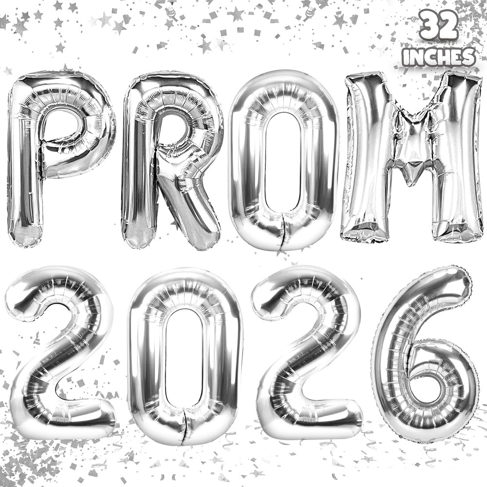 Prom 2026 Balloons Silver 32 Inch Giant – Prom 2026 Decorations Decor for Gradua