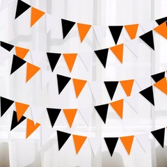Orange Black White Halloween Pennant Halloween Triangle Flag Hanging Decoration
