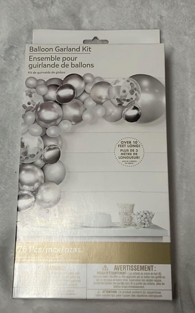 amscan Balloon Garland Kit 76pcs Silver White Latex Foil Party Decoration