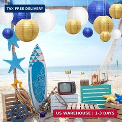 21 Pcs Navy Blue Paper Lanterns Party Decorations, 4/6/8/10 Inch Round Chinese H