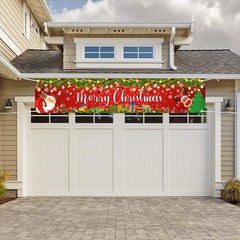 Lecheme Merry Christmas Banner 8×1.6 ft 98.4 inches x 20 inches, Red