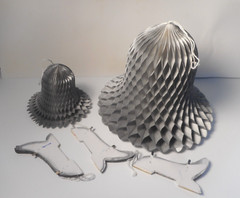 Vintage Gray/Silver 25th Wedding Anniversary Honeycomb Bells
