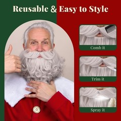 Men’s 8 Inches Curly Silver White Realistic & Fluffy Fake Beard For Wizard Co…