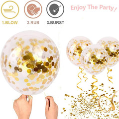 Black and Gold Confetti Balloons, 50 Pack Gold Metallic and Black Latex Balloons