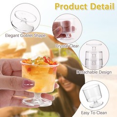 2 oz Mini Dessert Cups, 80 Pack Clear Plastic Wine Glasses, Disposable Desser…