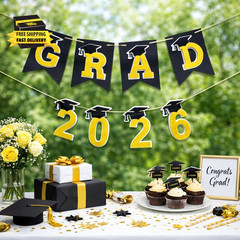 Graduation Decorations 2026– DIY 3D Congrats Grad 2026 Banner Black and Gold Lay