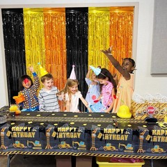2 Pack Construction Foil Fringe Curtains Backdrop Birthday Party Decorations …