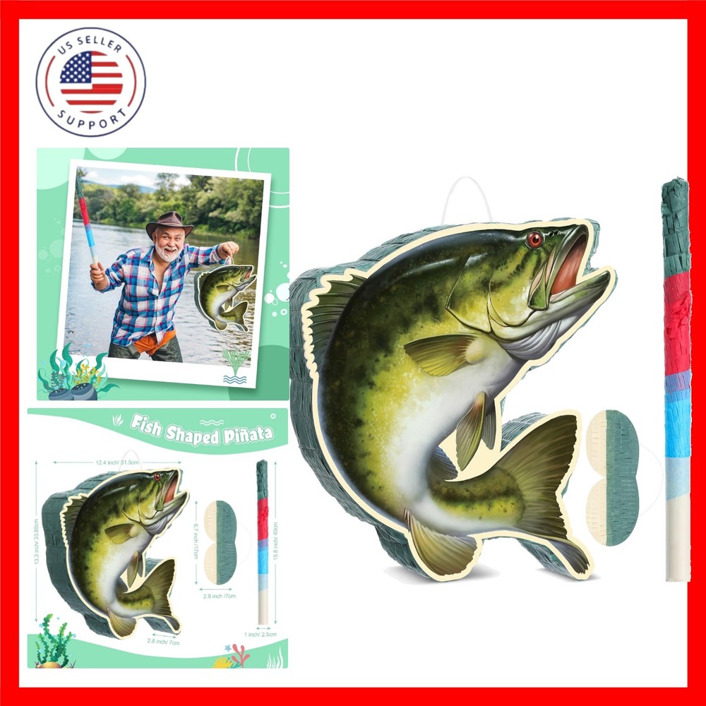 Fishing Birthday Party Decorations Fish Piñata Fish Shaped Piñata with Blindf…