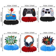 6 PCS Video Game Honeycomb Table Centerpiece Game On Controllers GamePad Tabl…