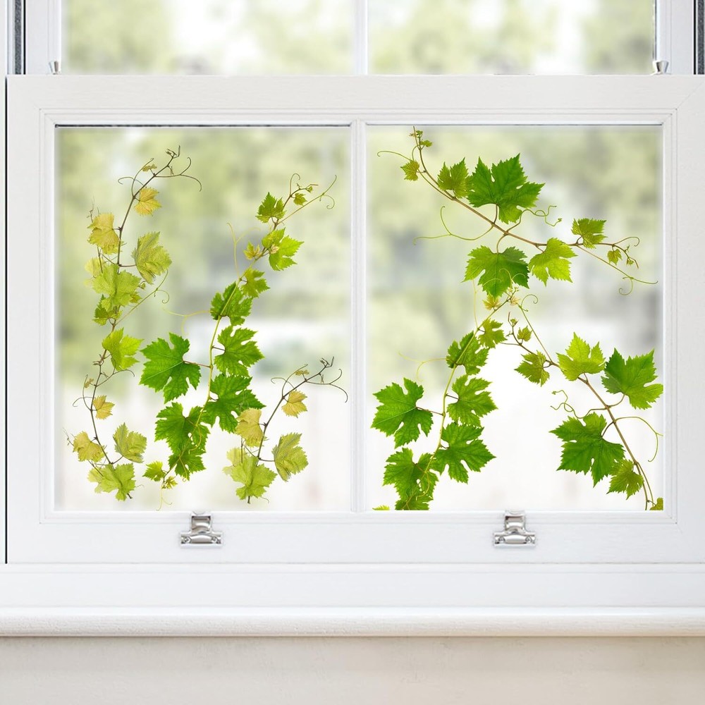 Supzone Green Vine Window Clings Spring Hanging Leaves Multicolor