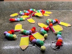 Set of 2 Back to School Decorations 7.5 Ft Felt Pompom Banner w/ Felt Pencils