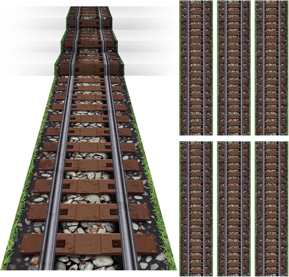 6 Pcs Express Train Party Decoration Railroad Track Aisle Runner 24 Inch X 10 Ft