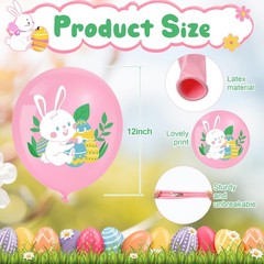 54 Pcs Happy Easter Balloons Decoration 12 Inch Easter Bunny Pastel Latex Bal…