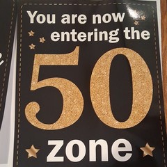 Happy 50th Birthday Party Backdrop Banner 12pcs 11×14 in Black Gold White