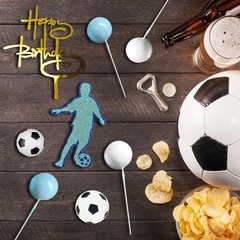 28pcs Soccer Cake Topper Soccer Ball Cake Decoration for Boys Sport Cupcake T…
