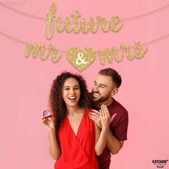 Gold Glitter Future Mr & Mrs Banner – 10 Feet, Pre-Strung | Future Mr and Mrs…