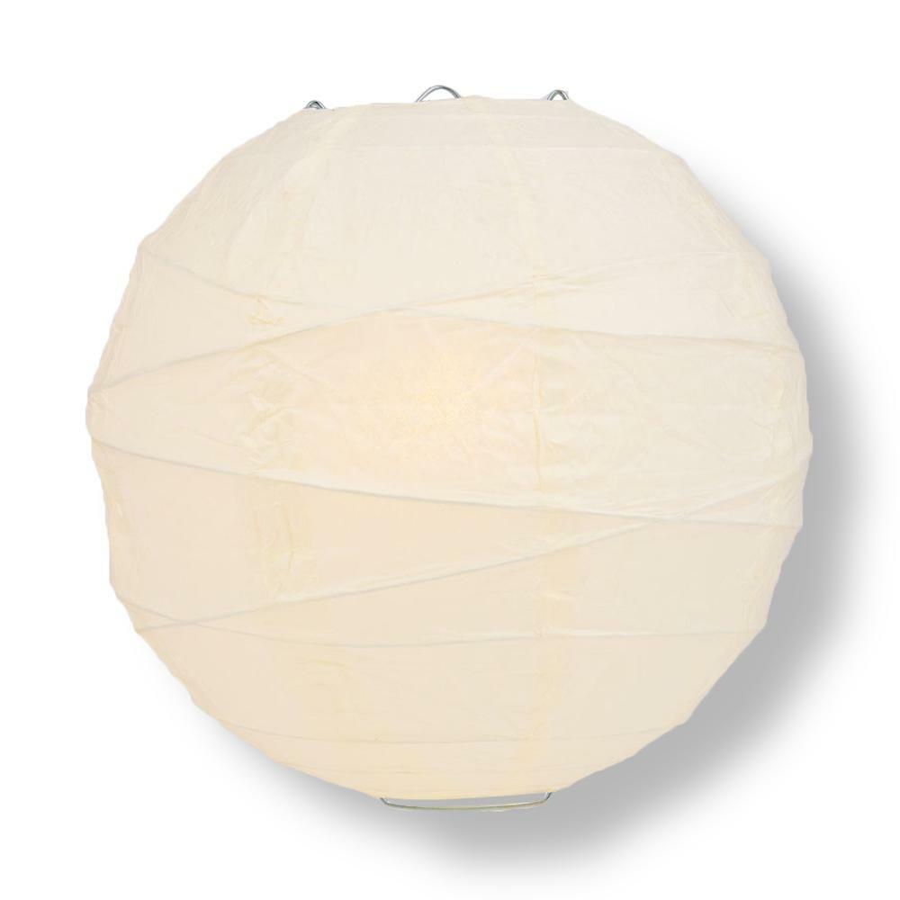 Quasimoon 14″ Beige / Ivory Round Paper Lantern, Crisscross Ribbing, Hanging …