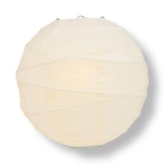 Quasimoon 14″ Beige / Ivory Round Paper Lantern, Crisscross Ribbing, Hanging …